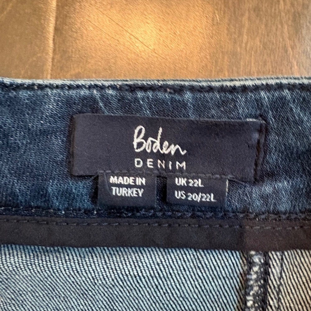Boden Denim Skirt Womens 20 22L Dark Wash A-Line Above Knee Stretch Pockets - Picture 3 of 11